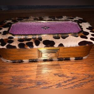 Leyla Gans jewelry box clutch case leopard hair fur